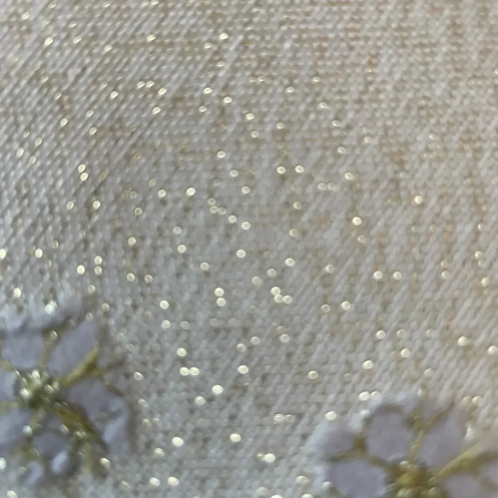 4pc Cynthia Rowley Snowflake Placemats 15in Scalloped Metallic Gold & Cream NEW